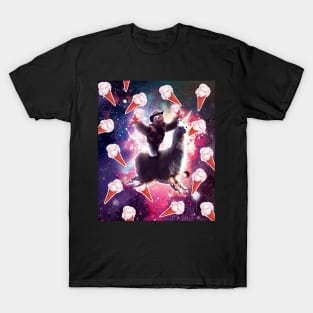 Cowboy Space Sloth On Llama Unicorn - Ice-Cream T-Shirt